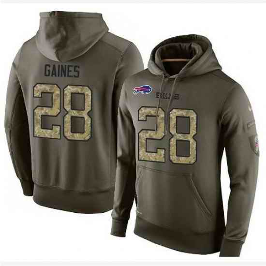 NFL Nike Buffalo Bills 28 EJ Gaines Green Salute To Service Mens Pullover Hoodie
